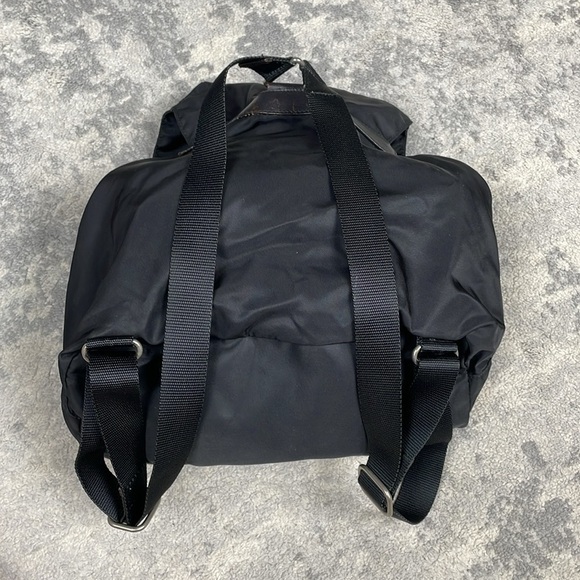 Prada Tessuto Black Nylon Backpack Double Pocket Drawstring Buckle Designer - Picture 7 of 14